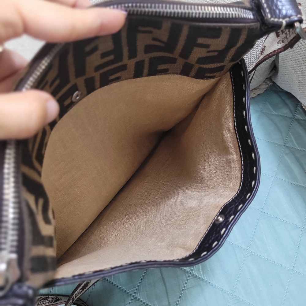 Fendi Zucca Selleria Canvas Leather Crossbody Bag - Picture 5 of 14